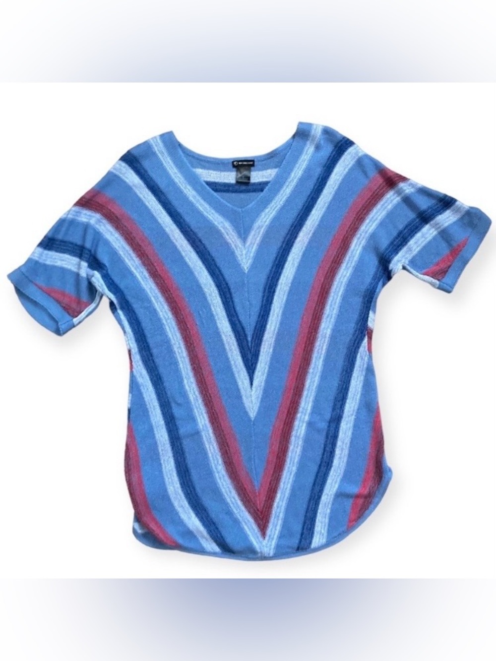 Vintage New Directions Dolman Sleeve Sweater Women’s Large Blue Red Stripes